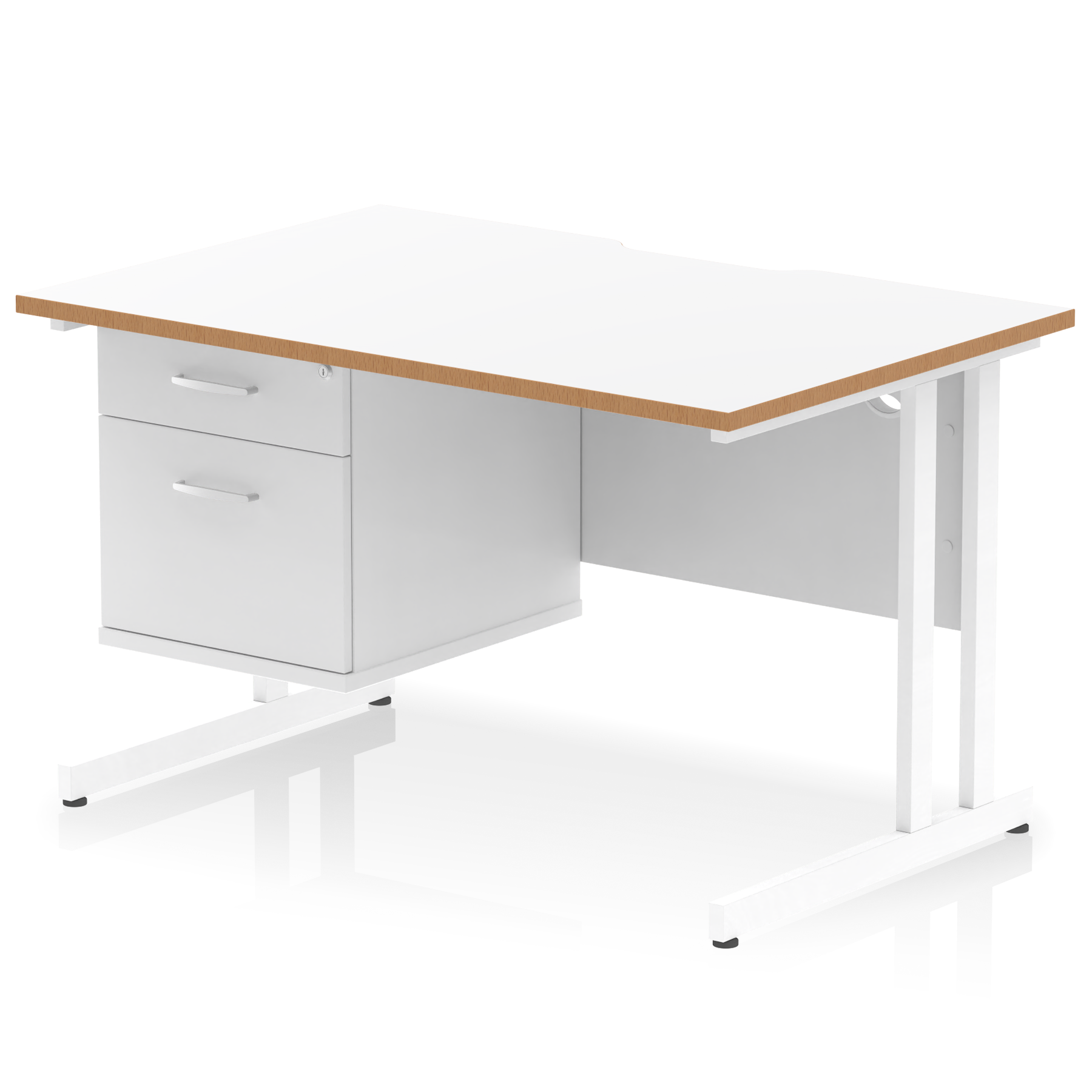 Impulse Scalloped Edge 1200mm Cantilever Straight Desk With Single Fixed Pedestal