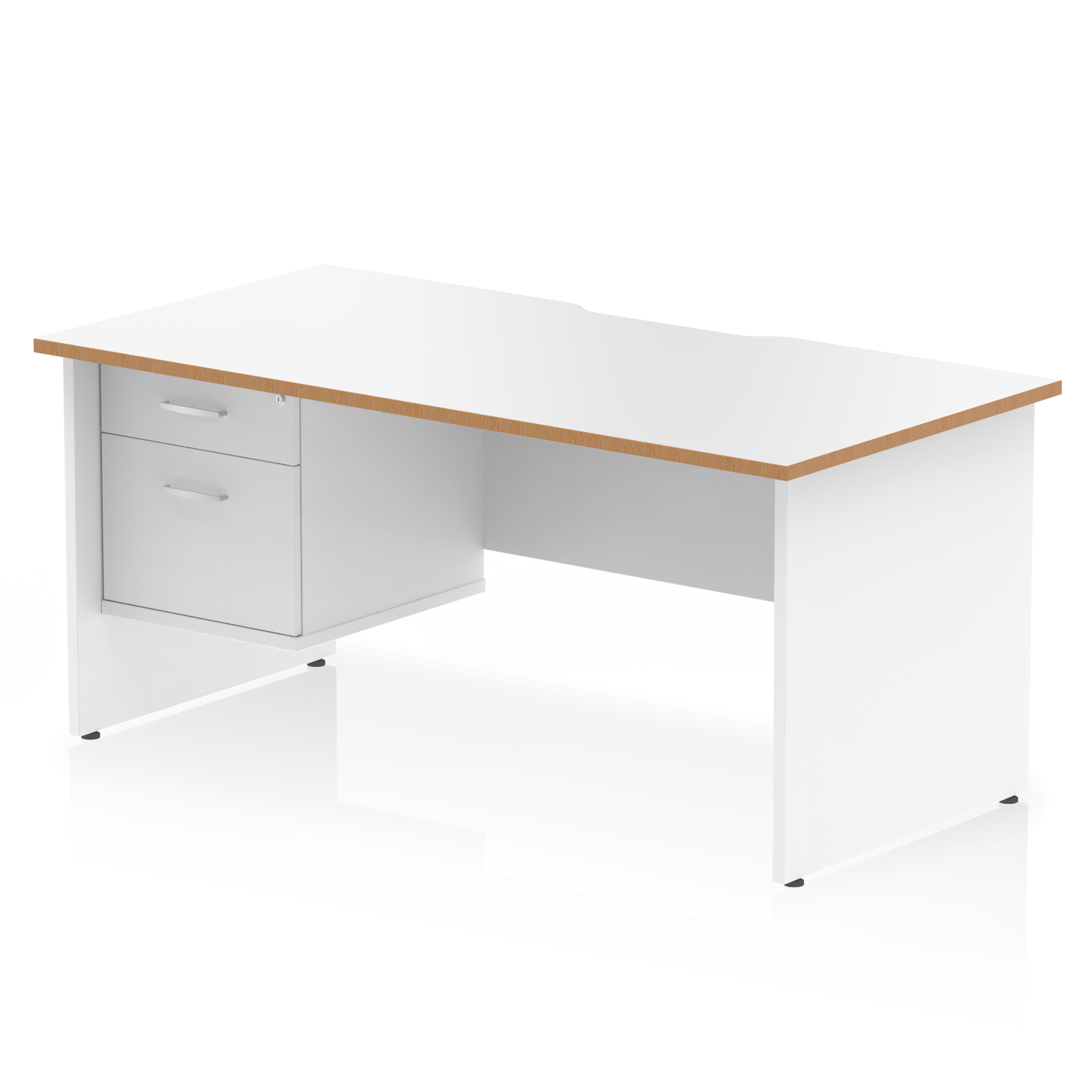 Impulse Scalloped Edge 1600mm Panel End Straight Desk With Single Fixed Pedestal