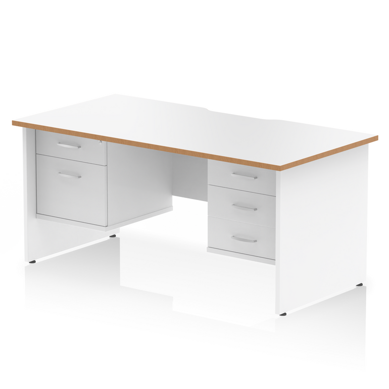 Impulse Scalloped Edge 1600mm Panel End Straight Desk With Two Fixed Pedestal