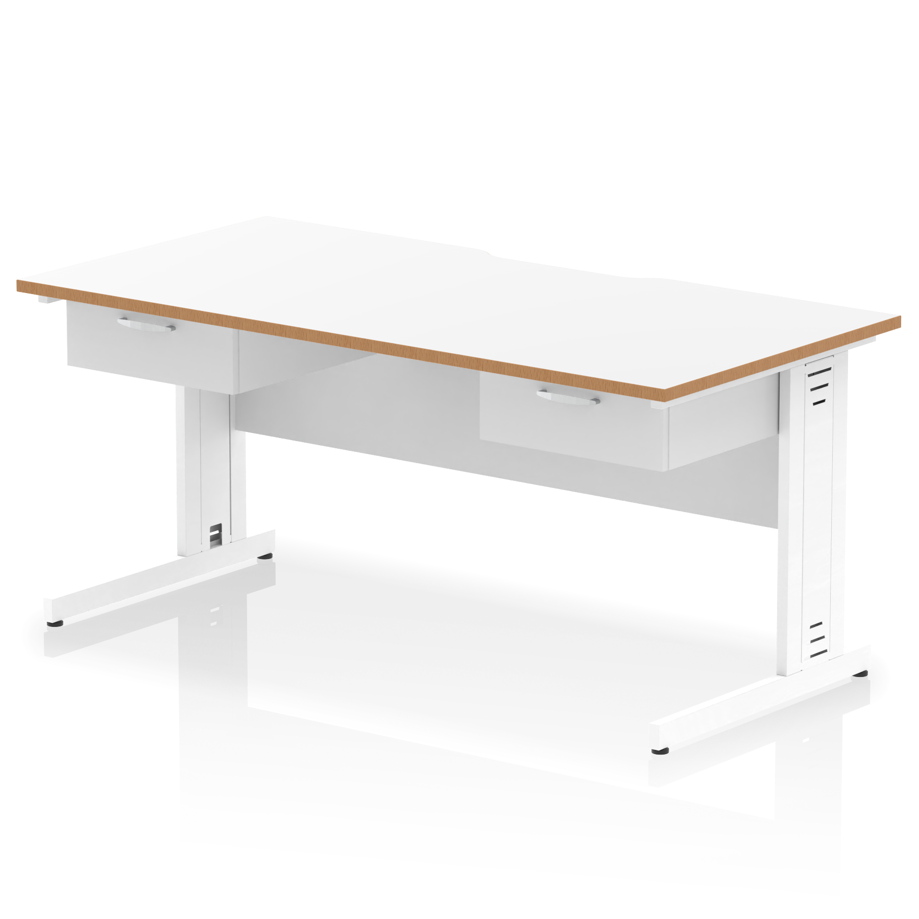 Impulse Scalloped Edge Cable Managed Straight Desk With Two One Drawer Fixed Pedestals