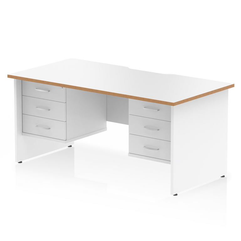 Impulse Scalloped Edge 1600mm Panel End Straight Desk With Two Fixed Pedestal