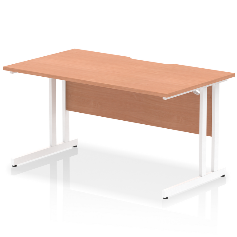 Impulse Scalloped Edge 1400mm Straight Desk Cantilever Leg