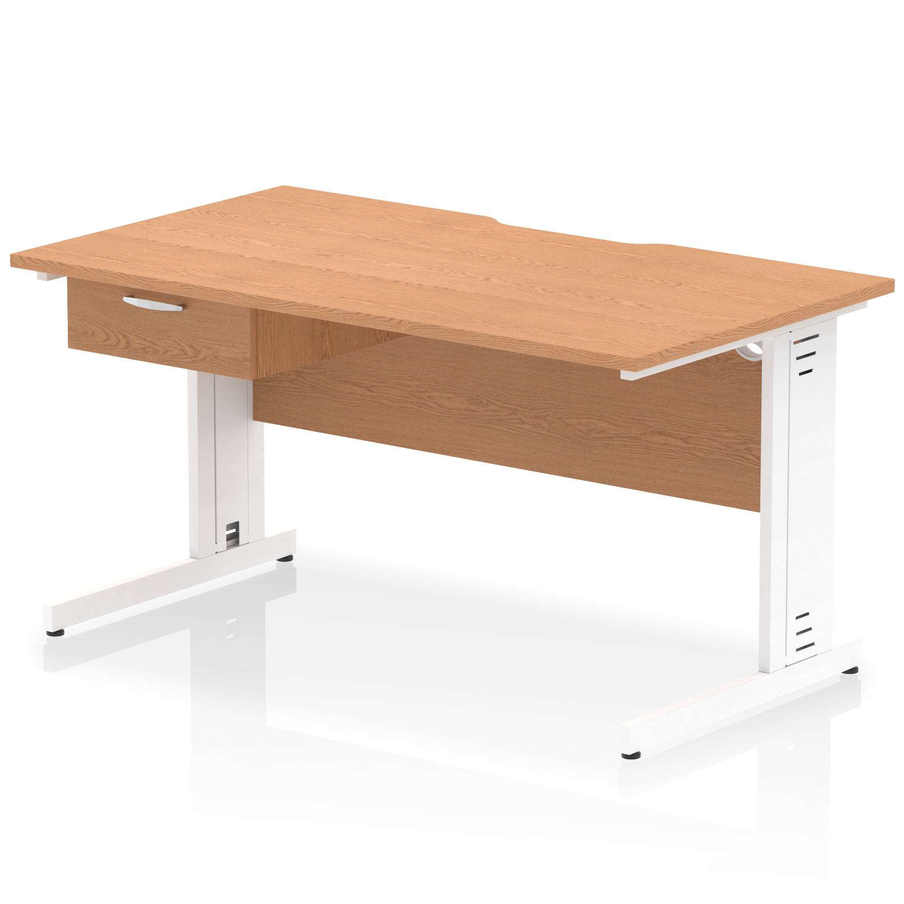 Impulse Scalloped Edge Cable Managed Straight Desk With Single One Drawer Fixed Pedestal