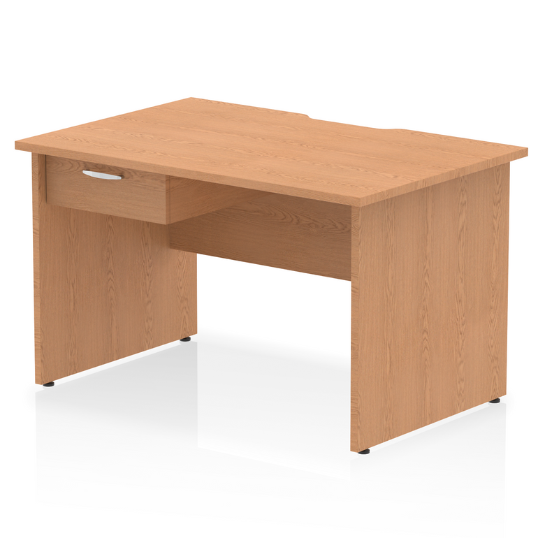 Impulse Scalloped Edge Panel End Straight Desk Frame With Single One Drawer Fixed Pedestal