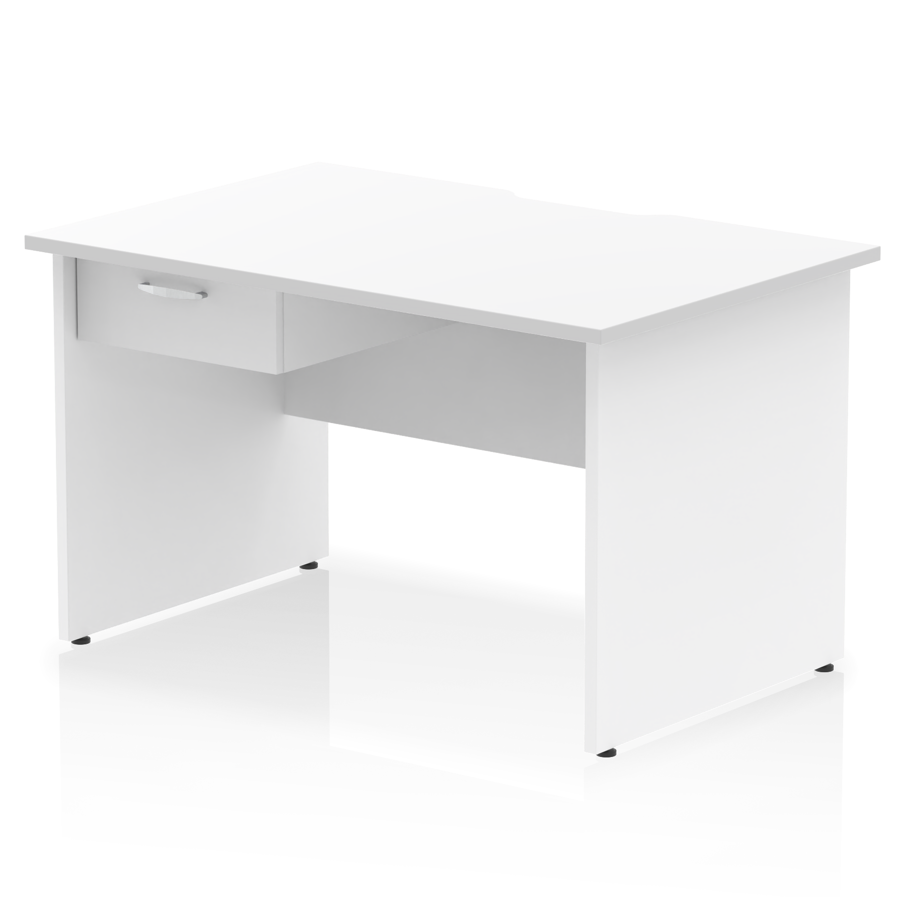 Impulse Scalloped Edge Panel End Straight Desk Frame With Single One Drawer Fixed Pedestal