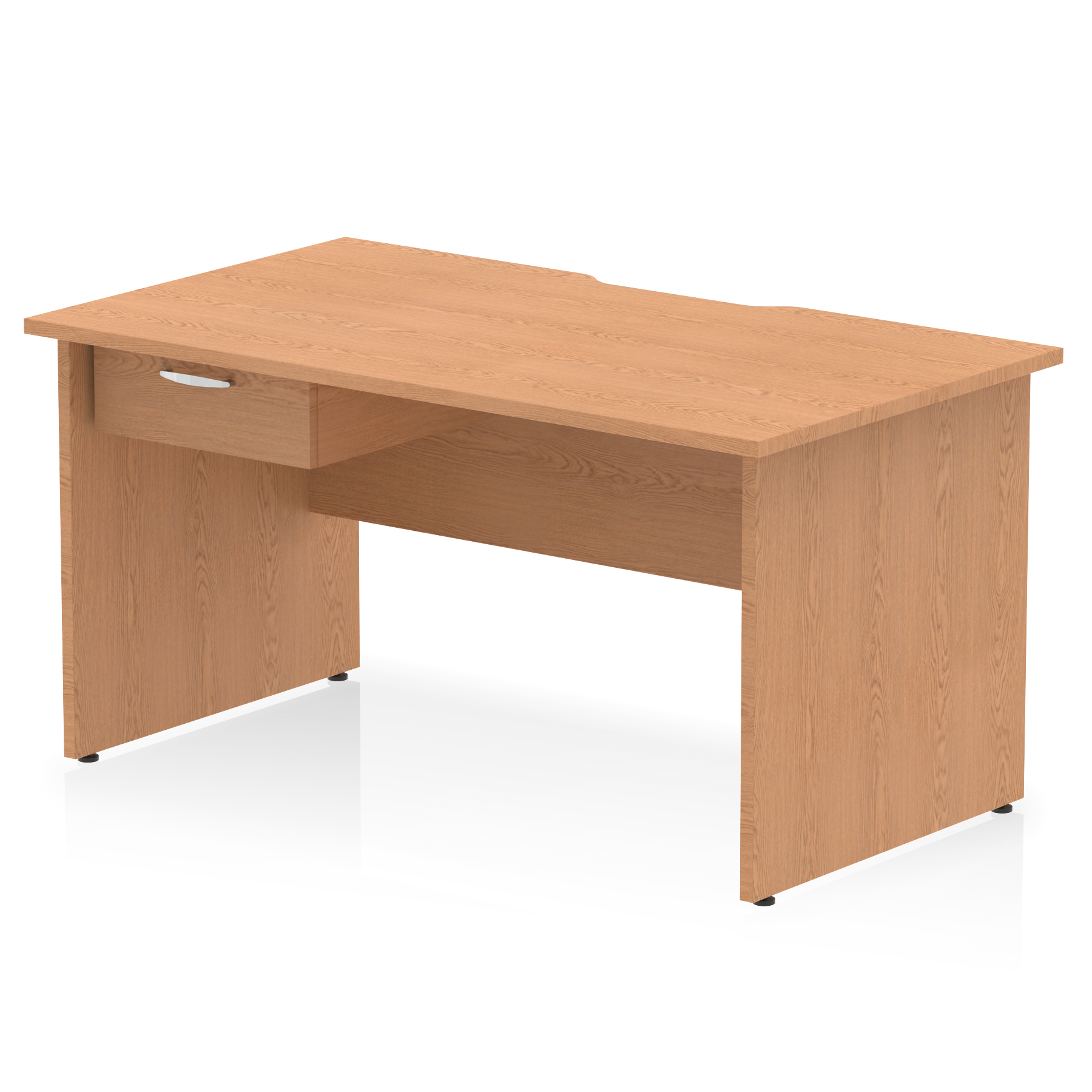 Impulse Scalloped Edge Panel End Straight Desk Frame With Single One Drawer Fixed Pedestal