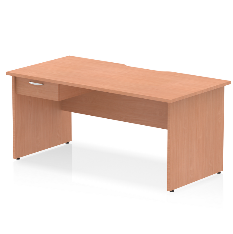 Impulse Scalloped Edge Panel End Straight Desk Frame With Single One Drawer Fixed Pedestal