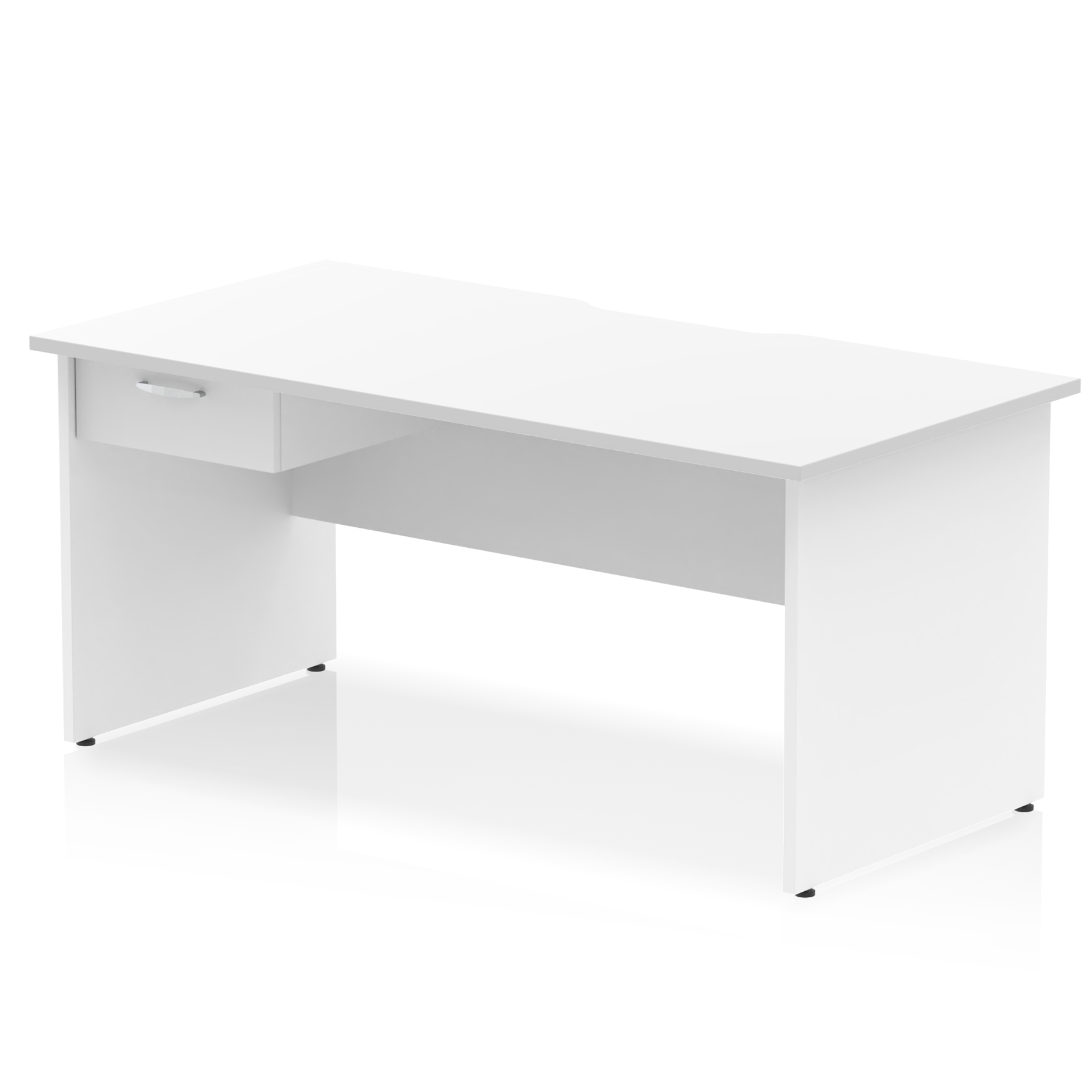 Impulse Scalloped Edge Panel End Straight Desk Frame With Single One Drawer Fixed Pedestal