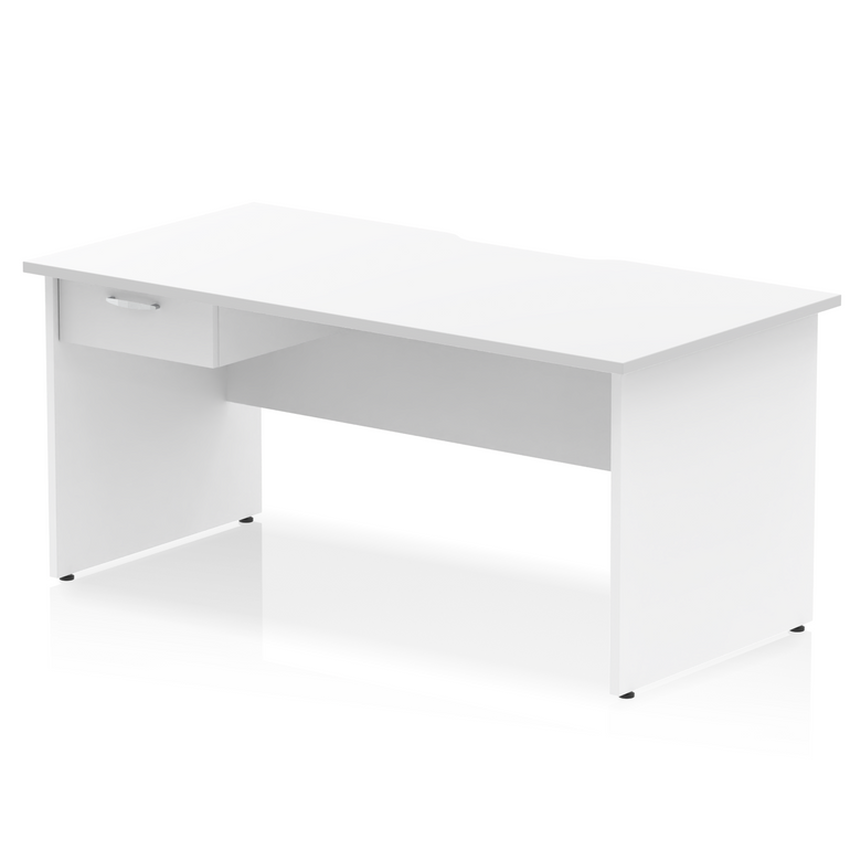 Impulse Scalloped Edge Panel End Straight Desk Frame With Single One Drawer Fixed Pedestal