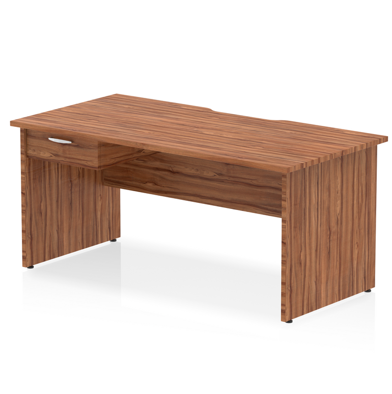 Impulse Scalloped Edge Panel End Straight Desk Frame With Single One Drawer Fixed Pedestal