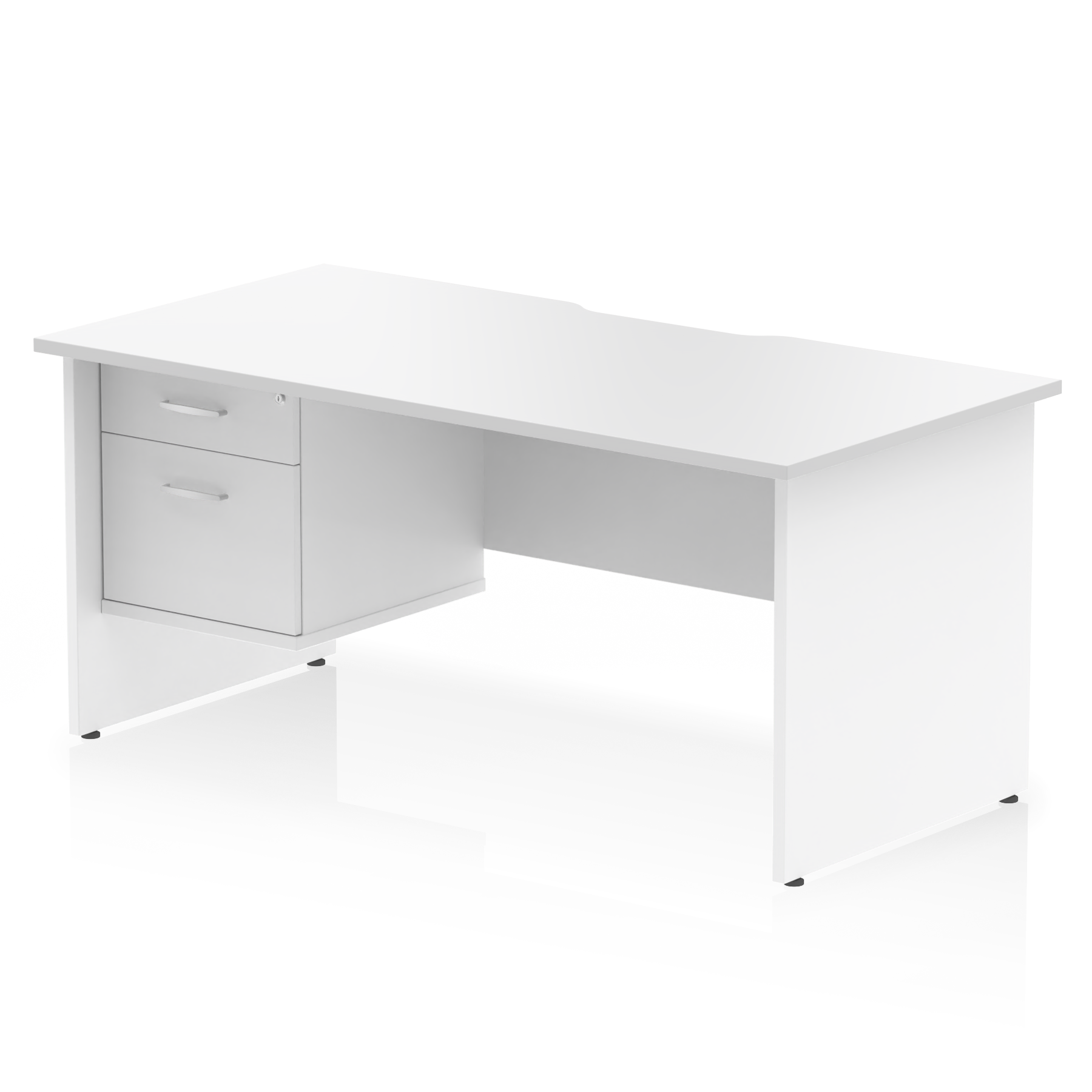 Impulse Scalloped Edge 1600mm Panel End Straight Desk With Single Fixed Pedestal