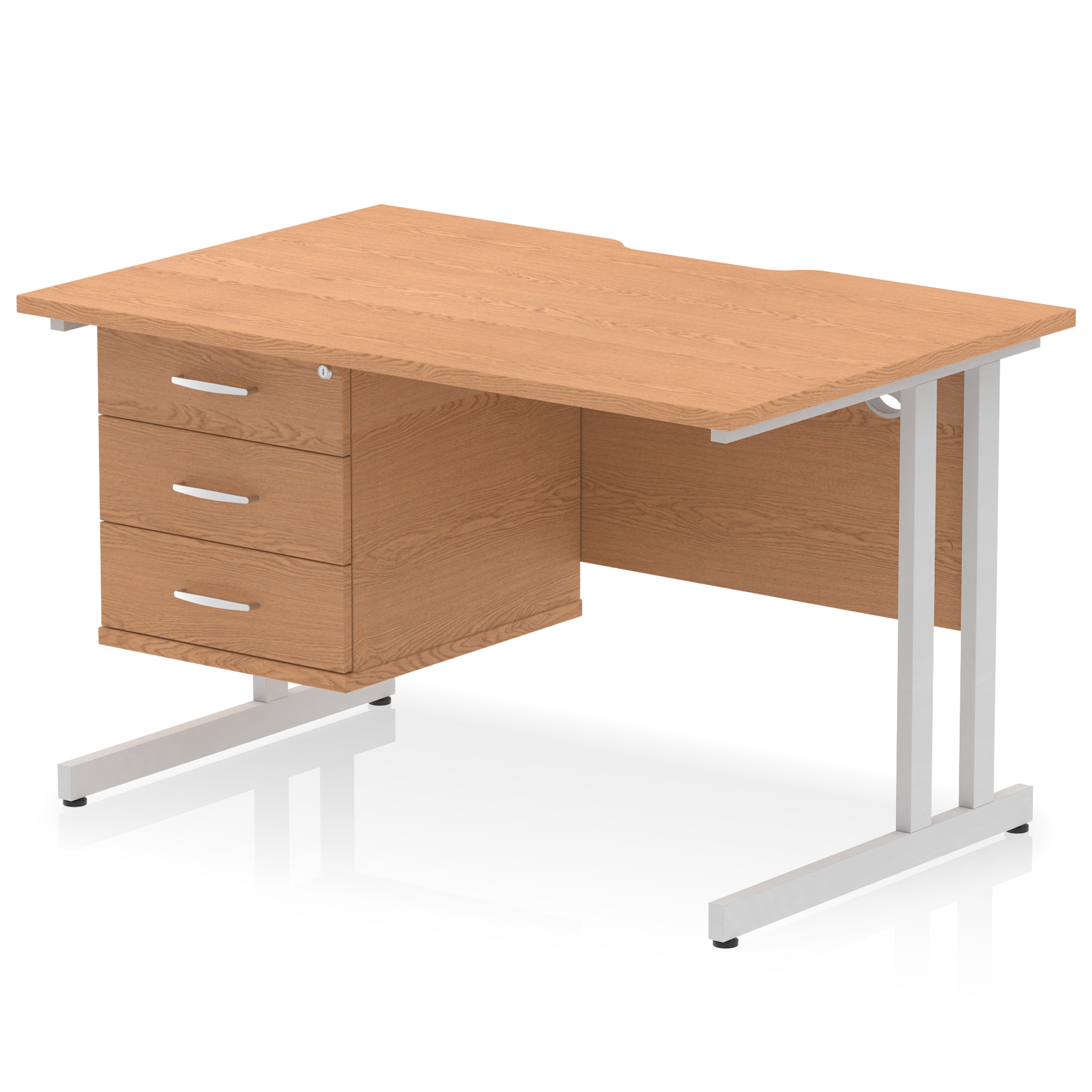 Impulse Scalloped Edge 1200mm Cantilever Straight Desk With Single Fixed Pedestal