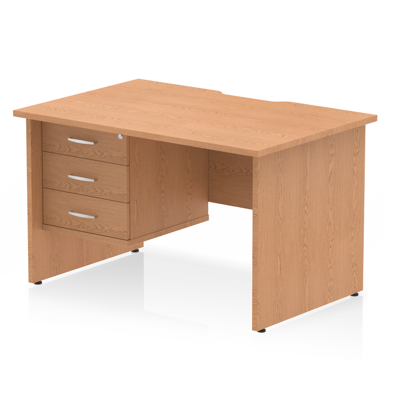 Impulse Scalloped Edge 1200mm Panel End Straight Desk With Single Fixed Pedestal