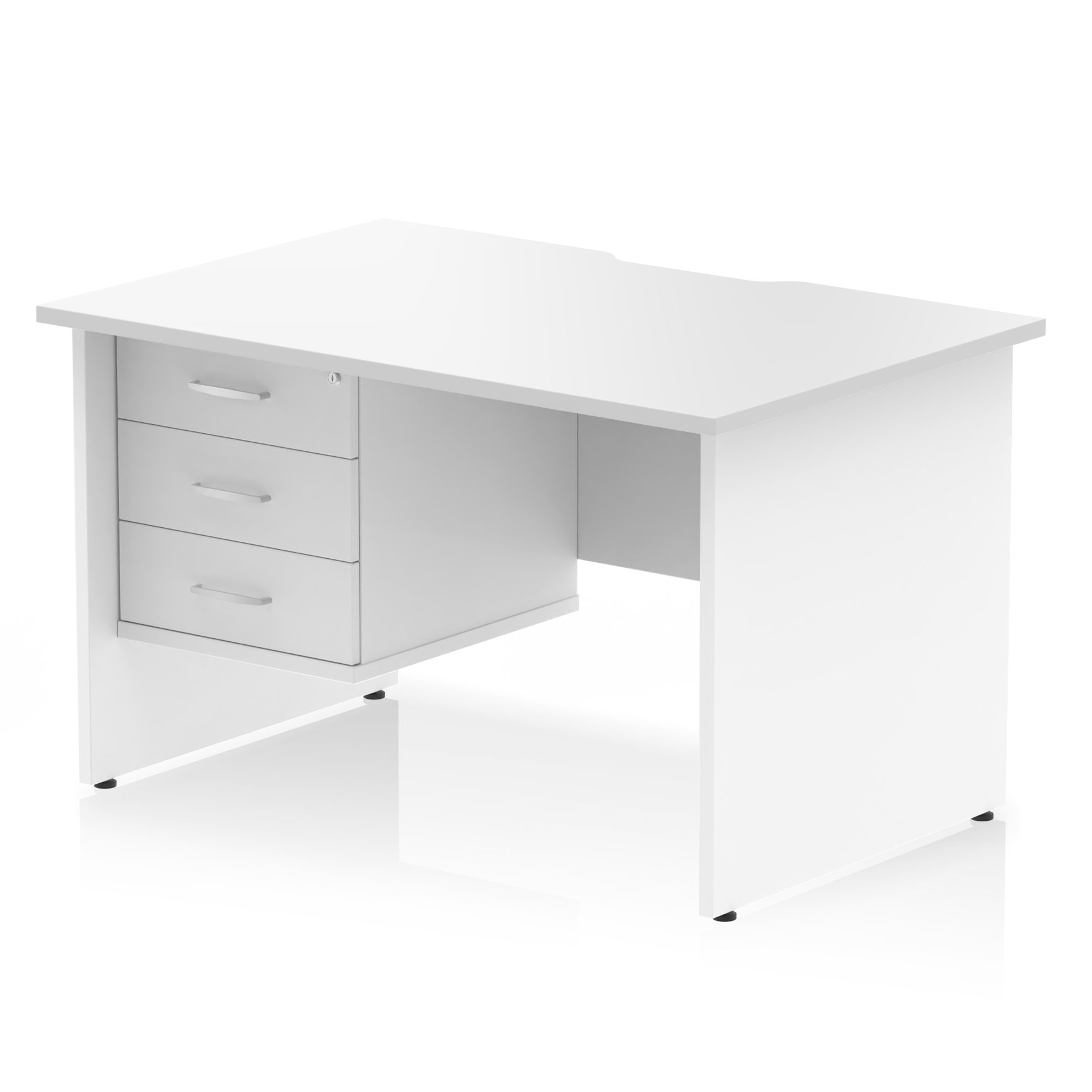 Impulse Scalloped Edge 1200mm Panel End Straight Desk With Single Fixed Pedestal