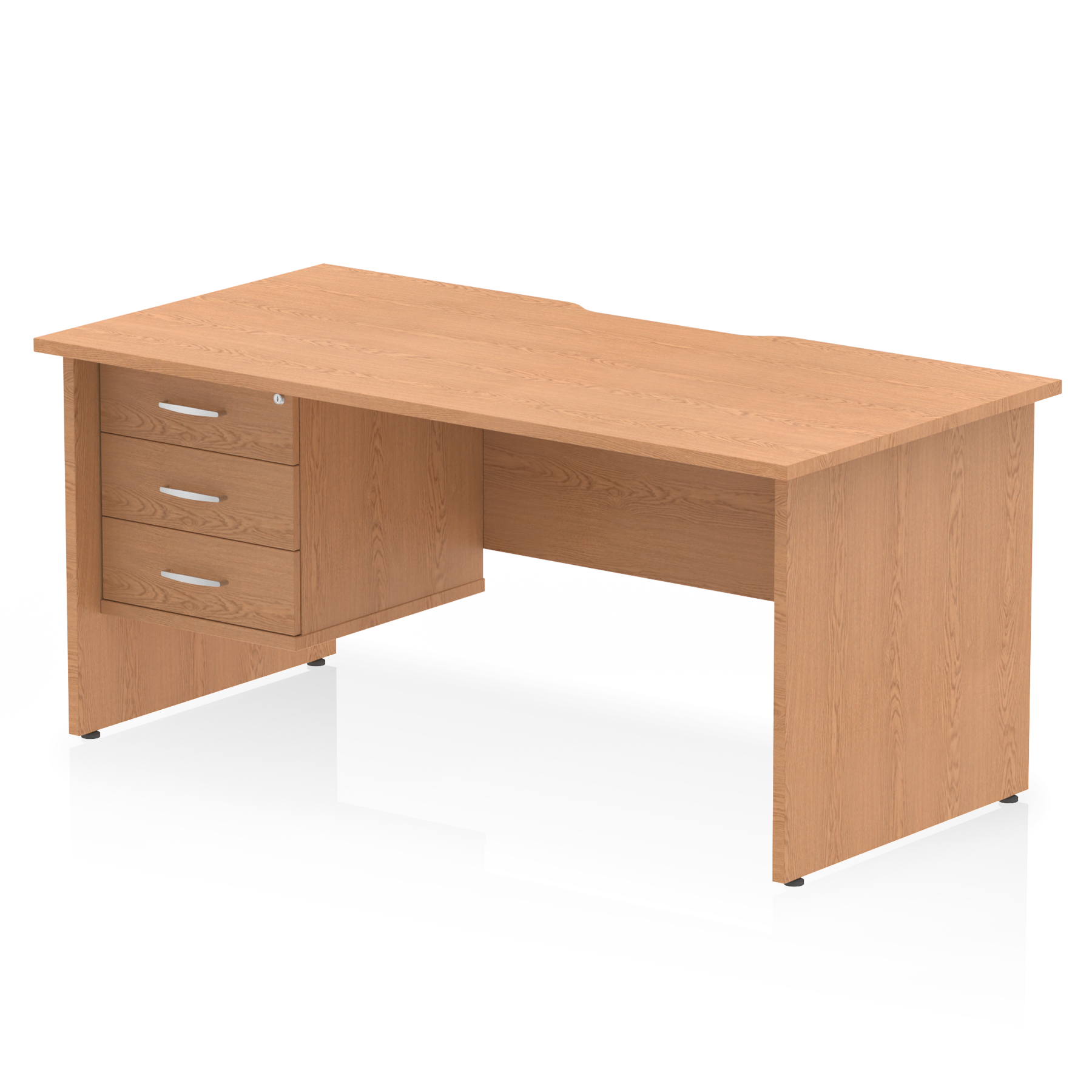 Impulse Scalloped Edge 1600mm Panel End Straight Desk With Single Fixed Pedestal