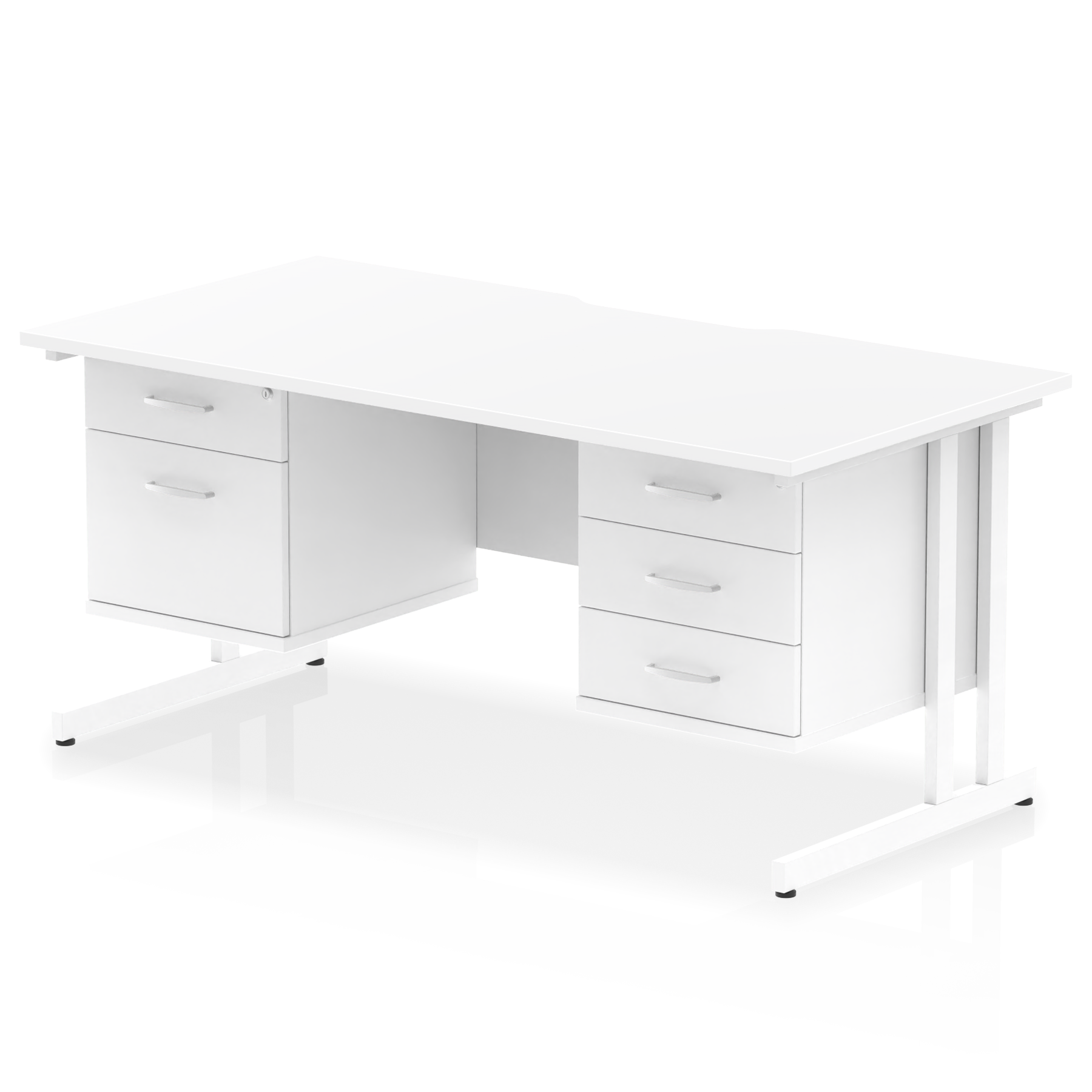 Impulse Scalloped Edge 1600mm Cantilever Straight Desk With Two Fixed Pedestal