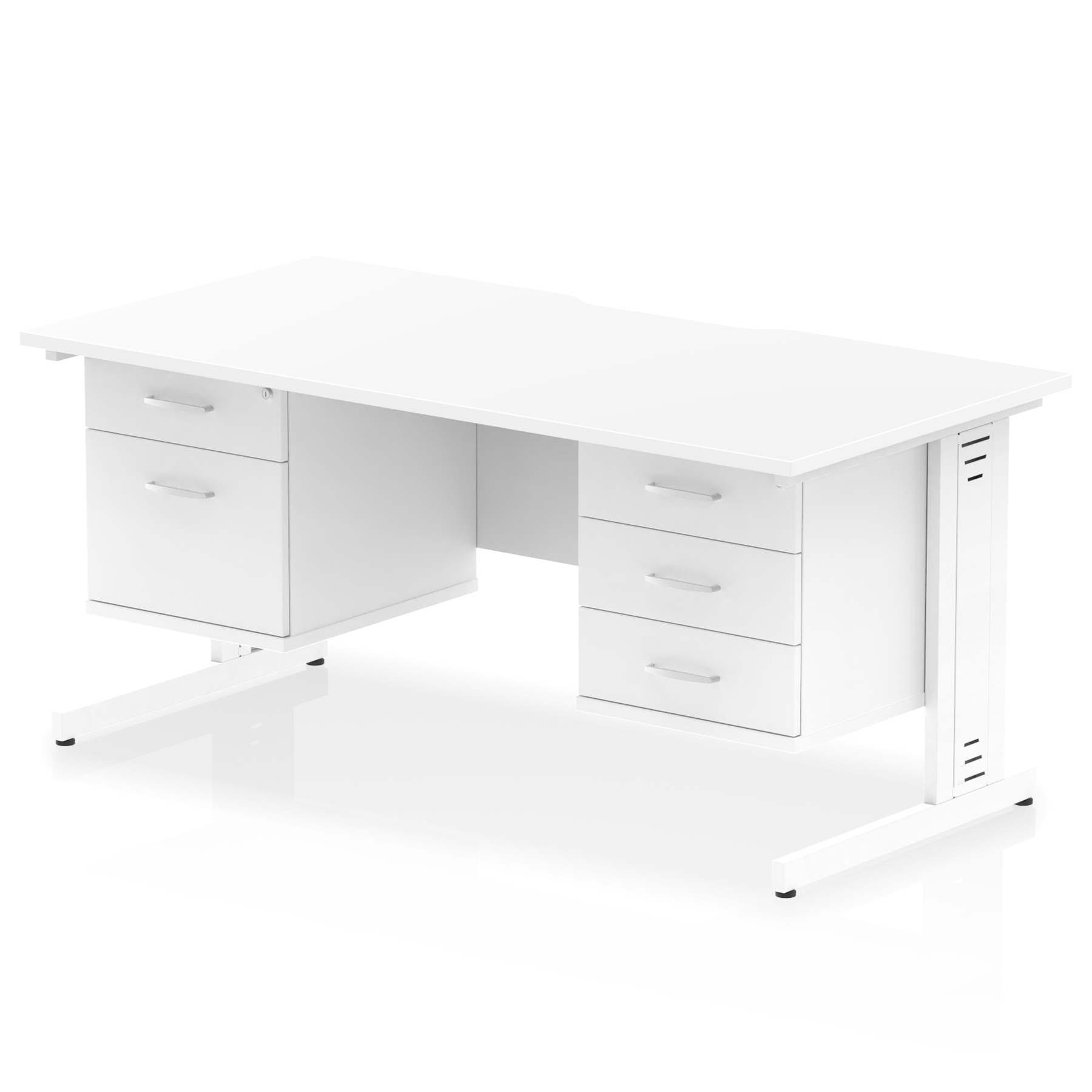 Impulse Scalloped Edge 1600mm Cable Managed Straight Desk With Two Fixed Pedestal