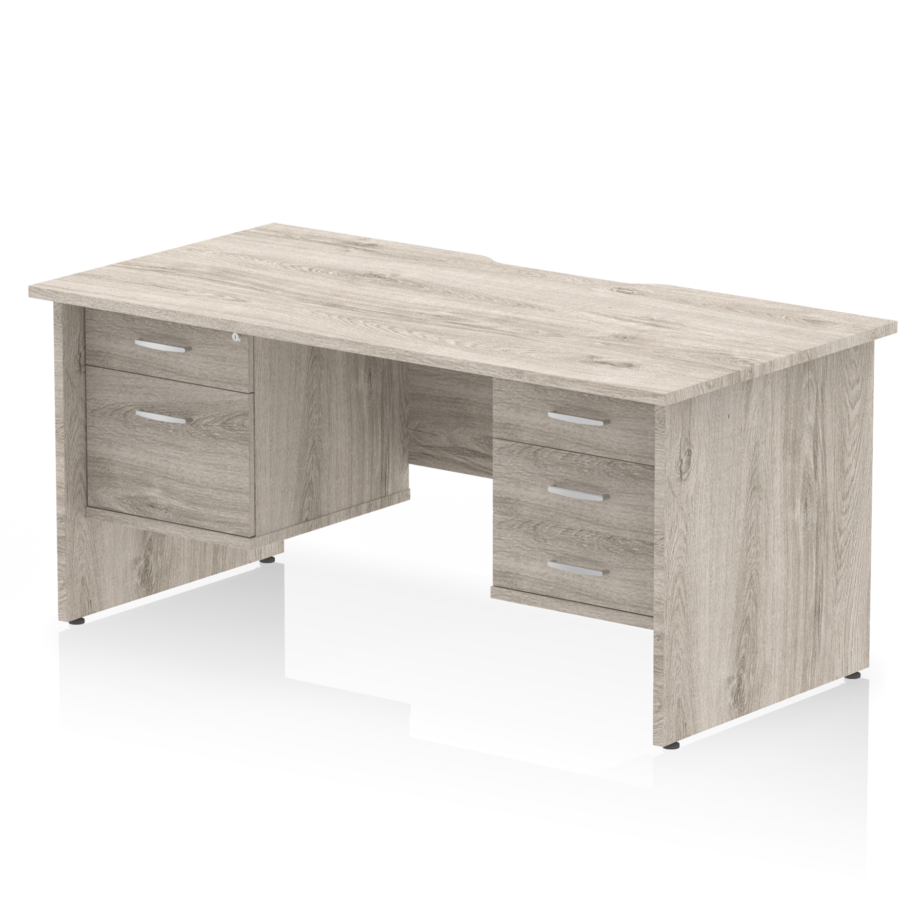 Impulse Scalloped Edge 1600mm Panel End Straight Desk With Two Fixed Pedestal