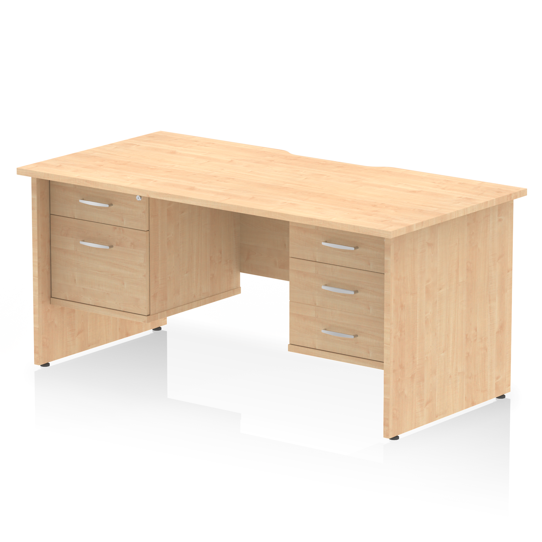 Impulse Scalloped Edge 1600mm Panel End Straight Desk With Two Fixed Pedestal