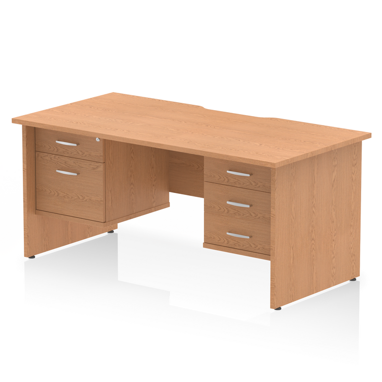 Impulse Scalloped Edge 1600mm Panel End Straight Desk With Two Fixed Pedestal