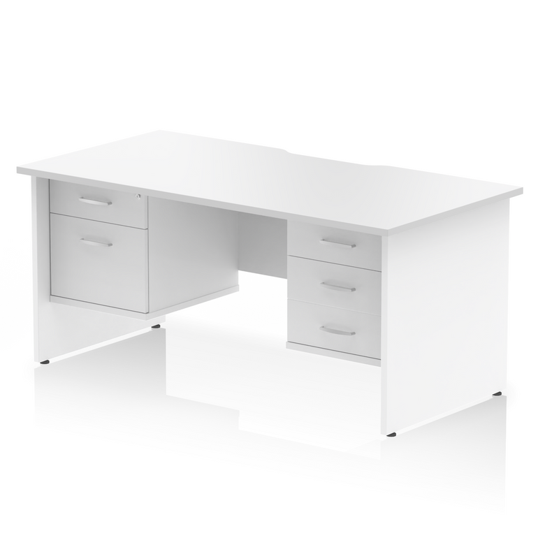 Impulse Scalloped Edge 1600mm Panel End Straight Desk With Two Fixed Pedestal