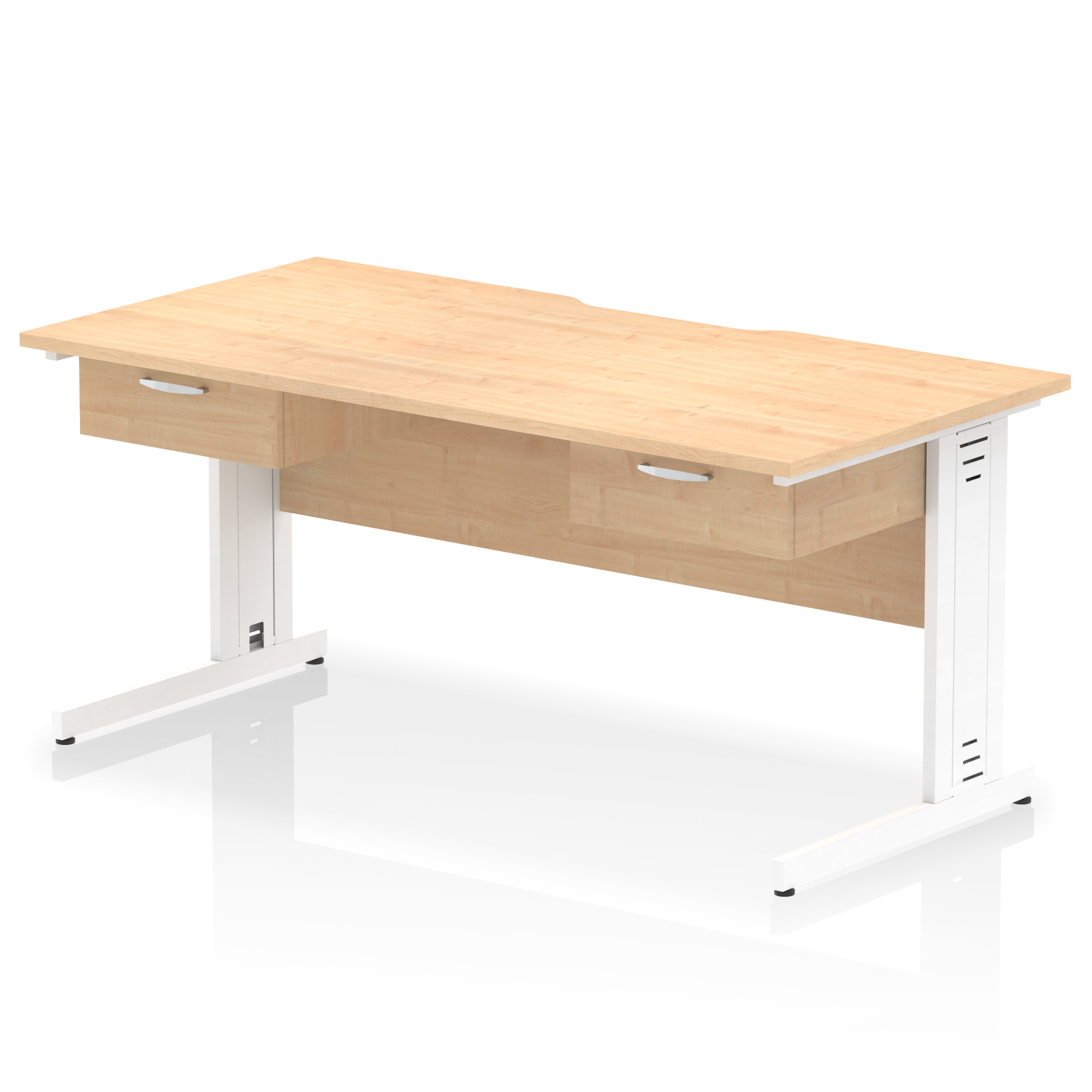 Impulse Scalloped Edge Cable Managed Straight Desk With Two One Drawer Fixed Pedestals