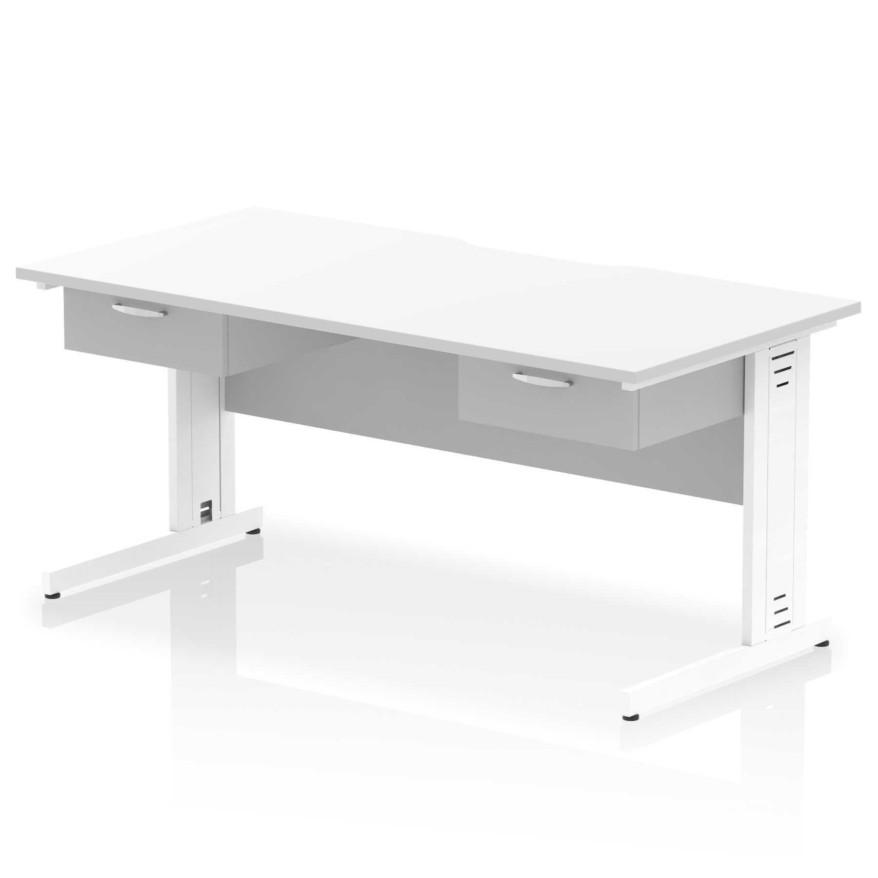 Impulse Scalloped Edge Cable Managed Straight Desk With Two One Drawer Fixed Pedestals