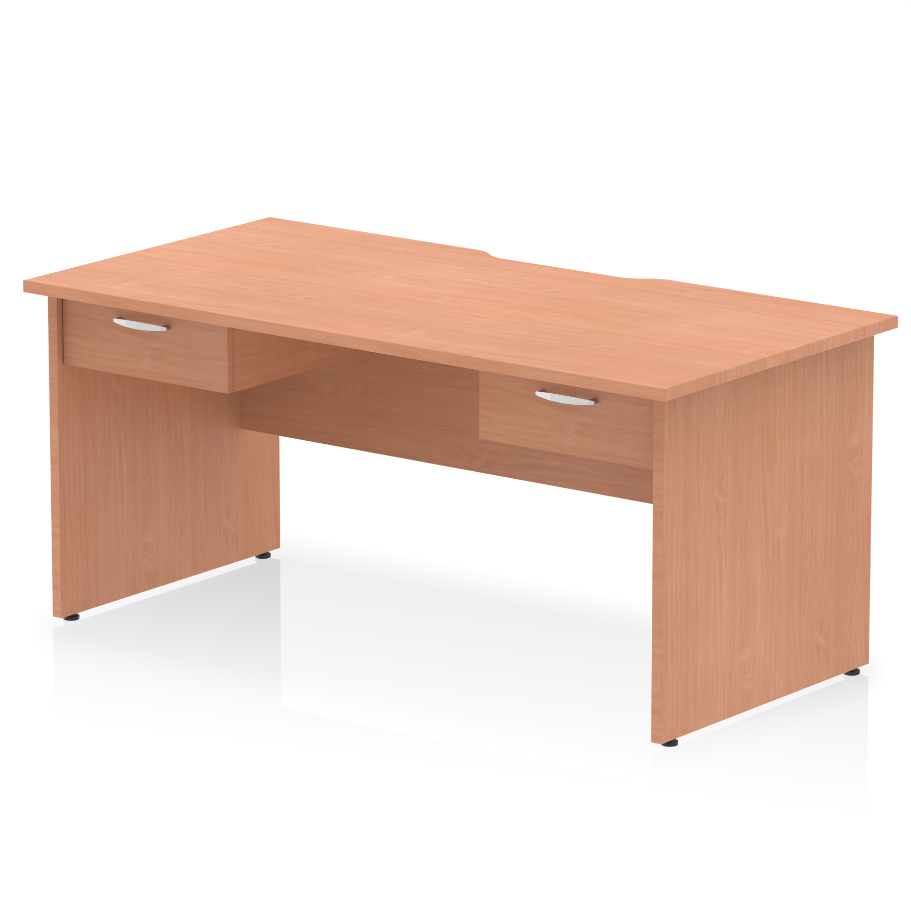 Impulse Scalloped Edge Panel End Straight Desk Frame With Two One Drawer Fixed Pedestals