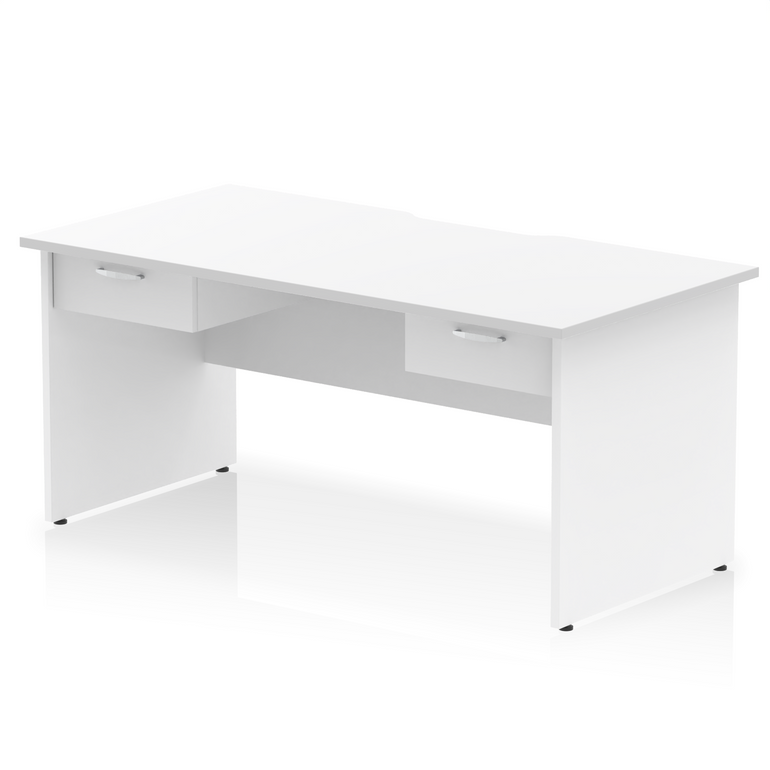 Impulse Scalloped Edge Panel End Straight Desk Frame With Two One Drawer Fixed Pedestals