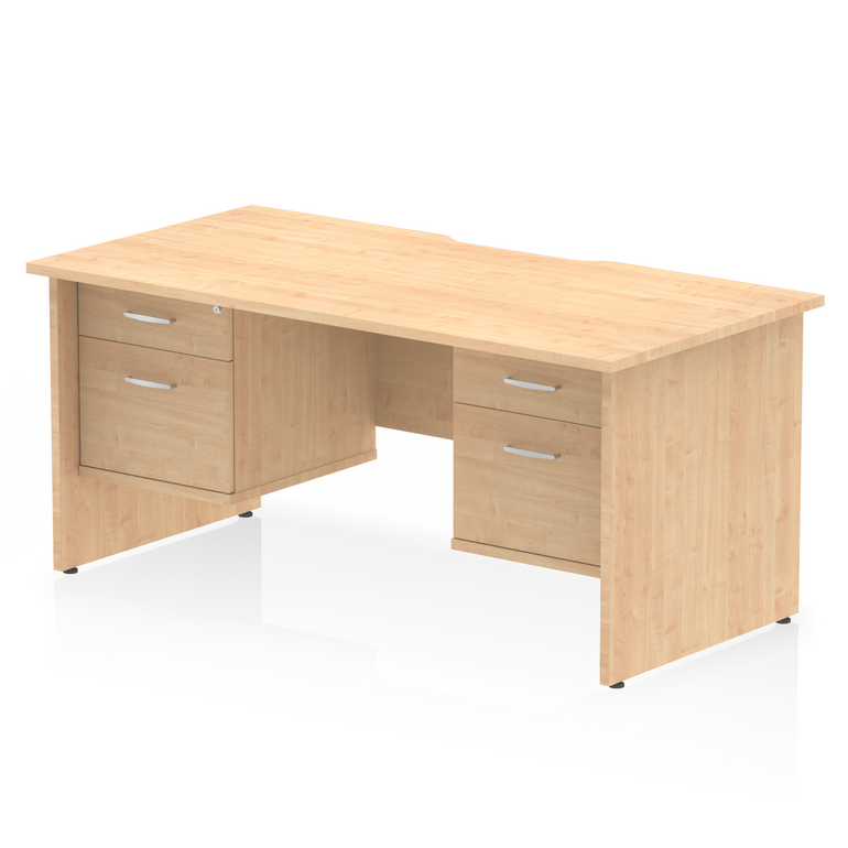 Impulse Scalloped Edge 1600mm Panel End Straight Desk With Two Fixed Pedestal