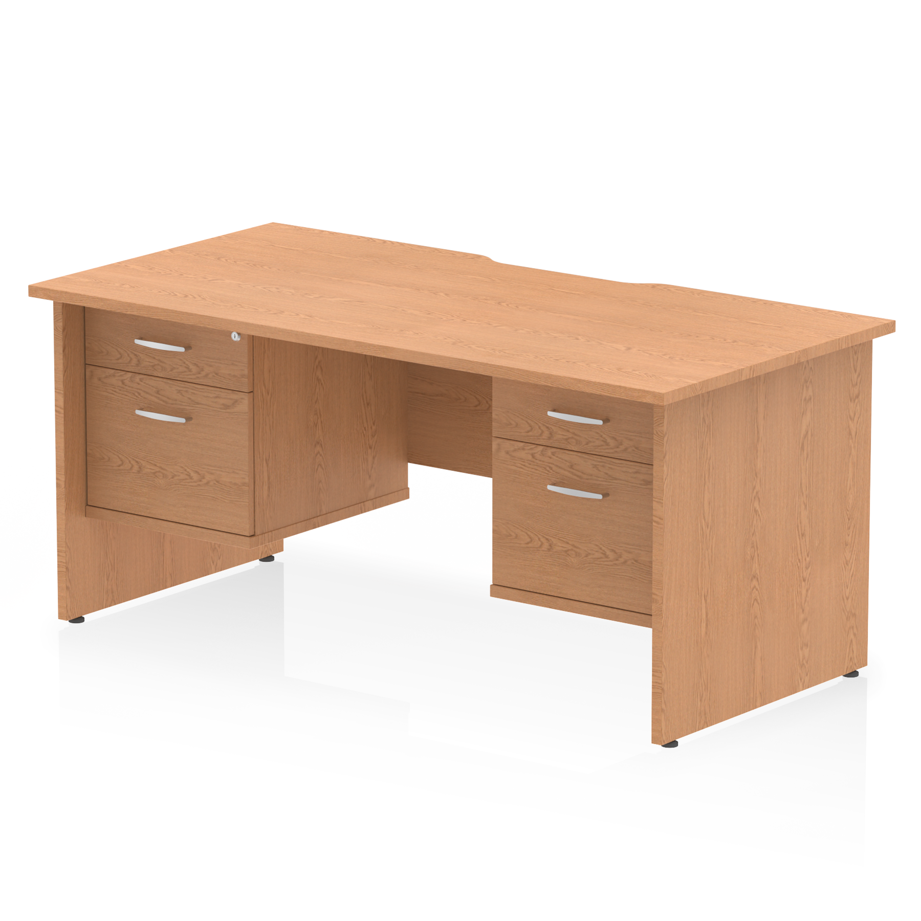 Impulse Scalloped Edge 1600mm Panel End Straight Desk With Two Fixed Pedestal