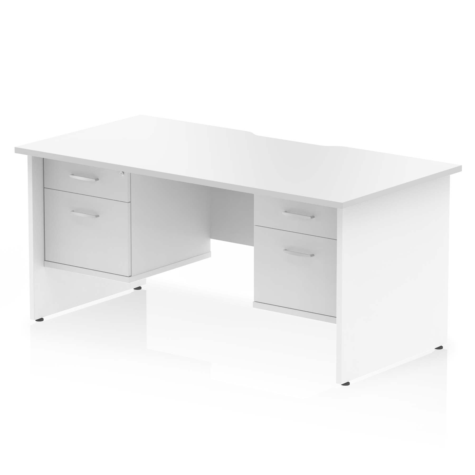 Impulse Scalloped Edge 1600mm Panel End Straight Desk With Two Fixed Pedestal