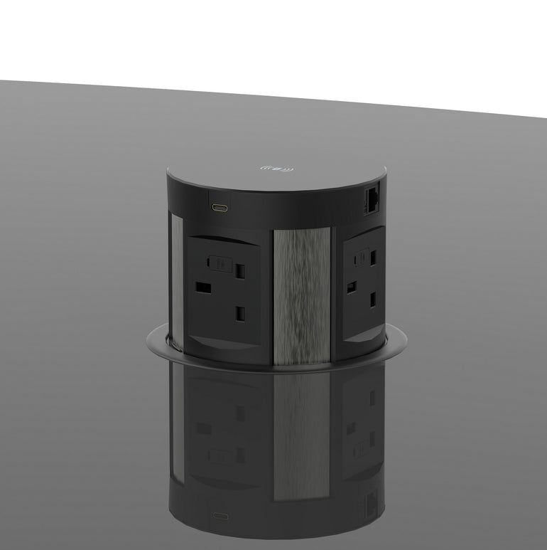 High Gloss Volta Writable Boardroom Table With Pop-up Power Module