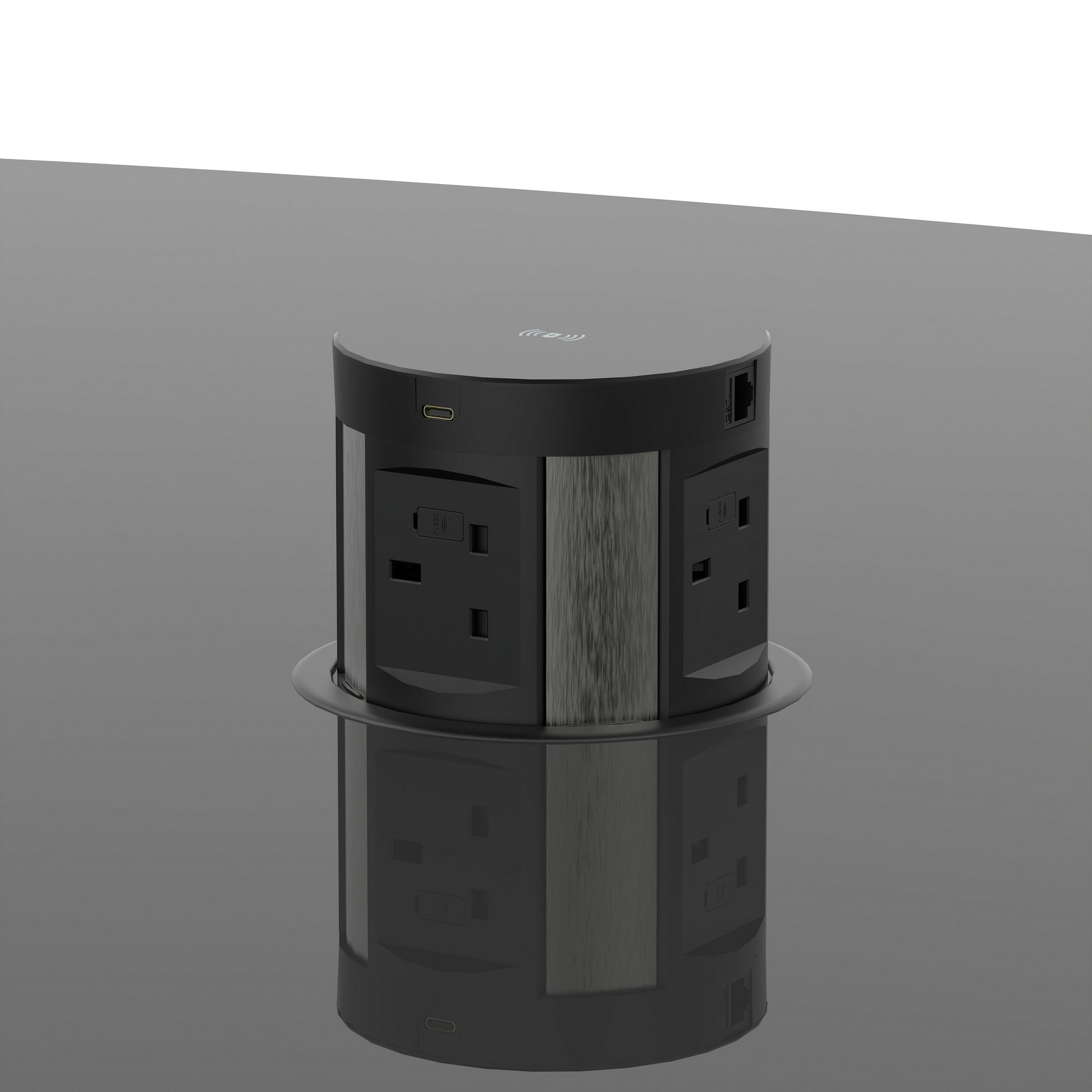 High Gloss Volta Writable Boardroom Table With Pop-up Power Module