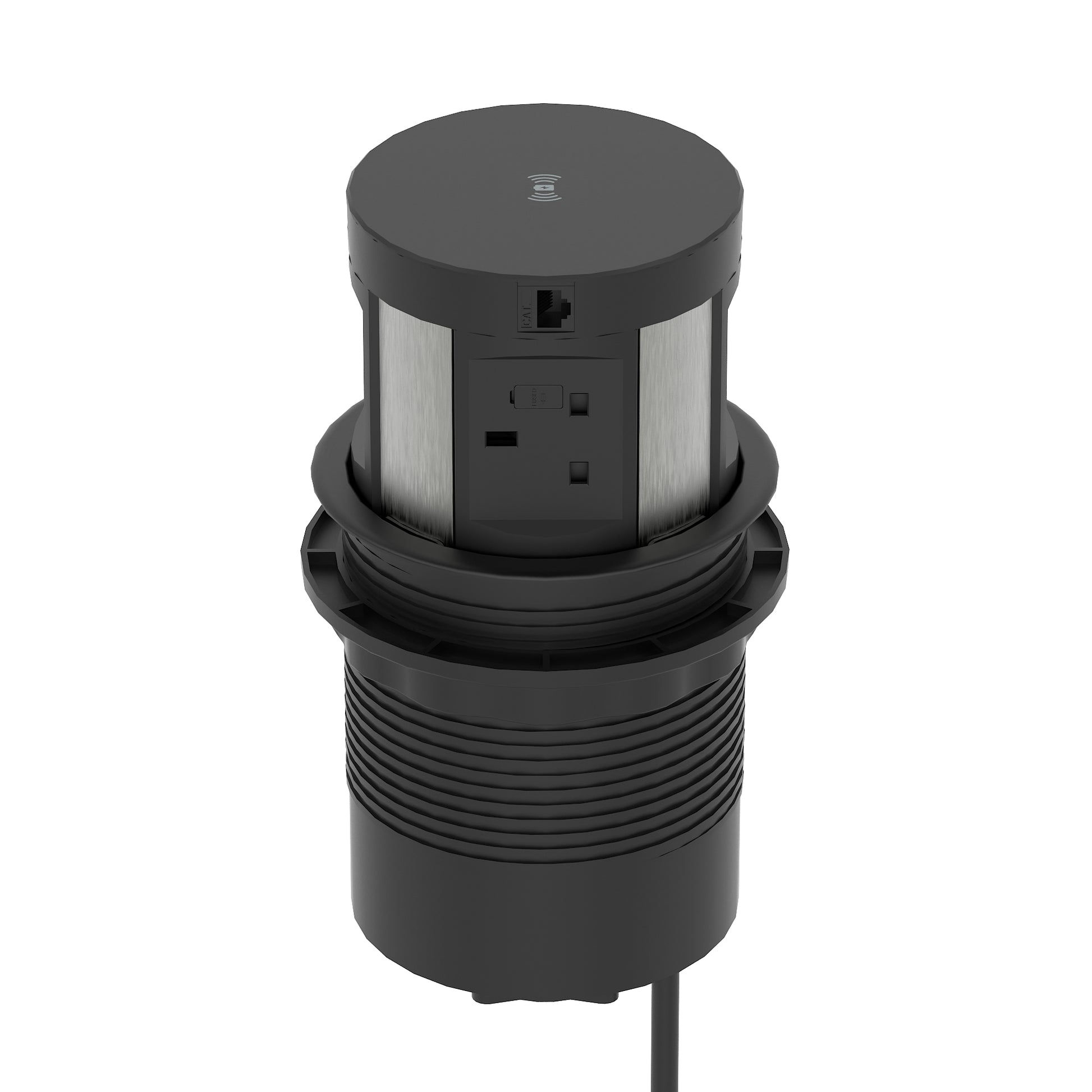 Impulse Round Pop Up Power Unit 4x Socket Module with Wireless Charger