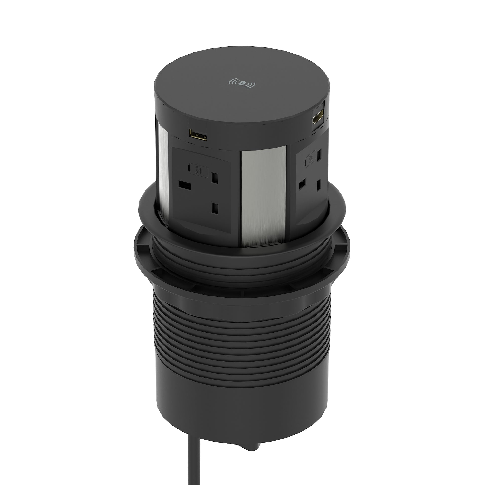 Impulse Round Pop Up Power Unit 4x Socket Module with Wireless Charger