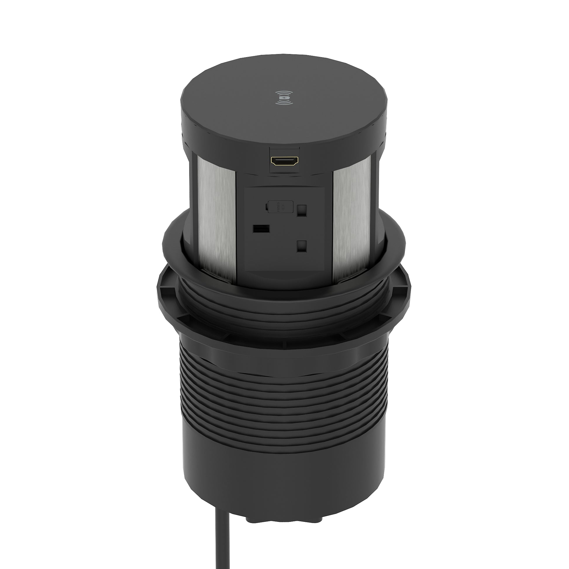 Impulse Round Pop Up Power Unit 4x Socket Module with Wireless Charger