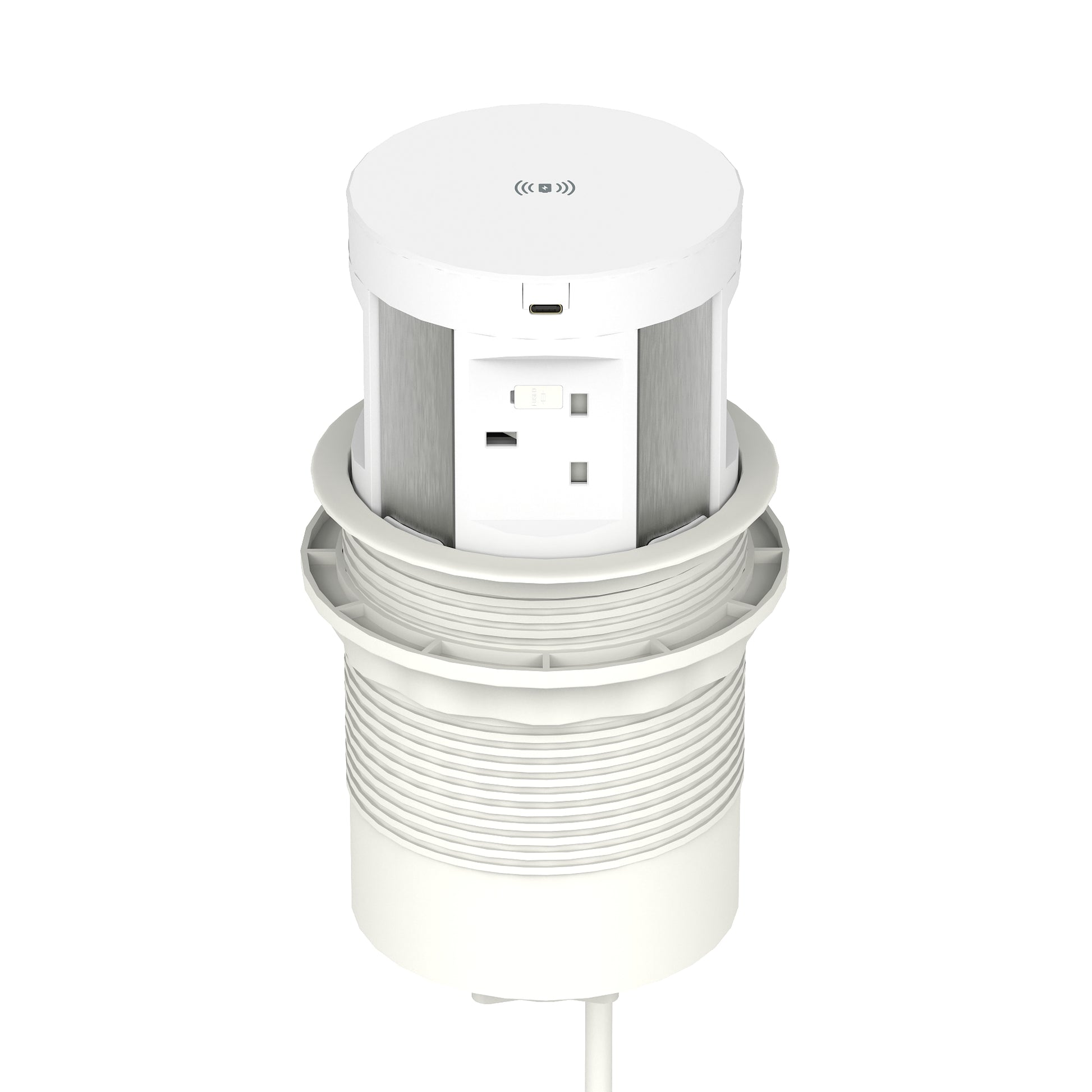 Impulse Round Pop Up Power Unit 4x Socket Module with Wireless Charger