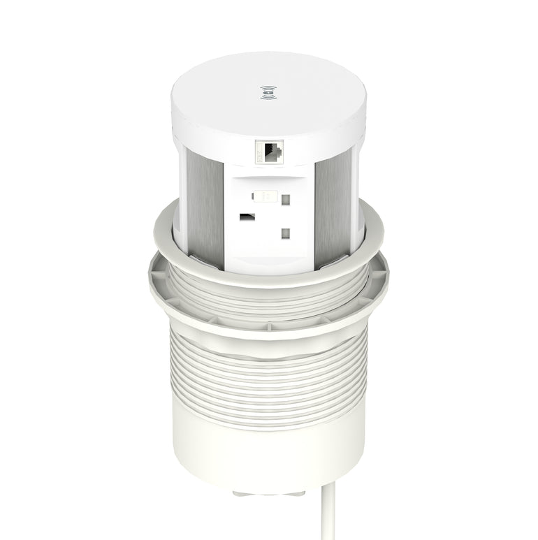 Impulse Round Pop Up Power Unit 4x Socket Module with Wireless Charger