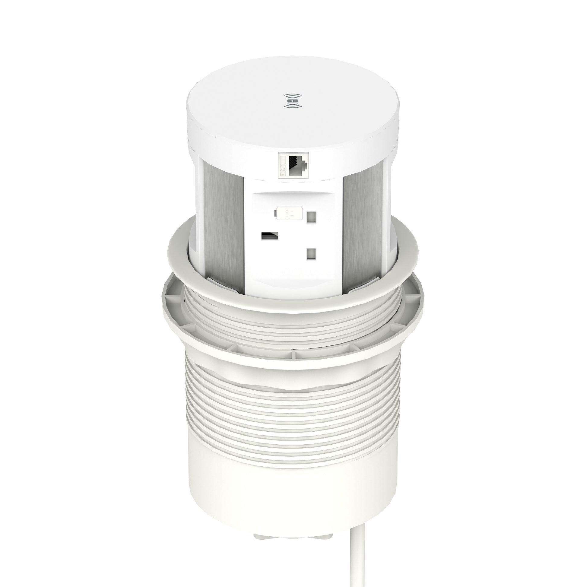 Impulse Round Pop Up Power Unit 4x Socket Module with Wireless Charger