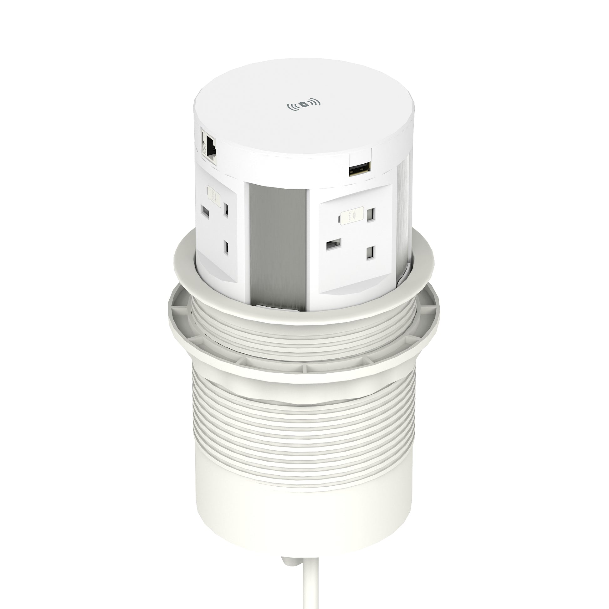 Impulse Round Pop Up Power Unit 4x Socket Module with Wireless Charger