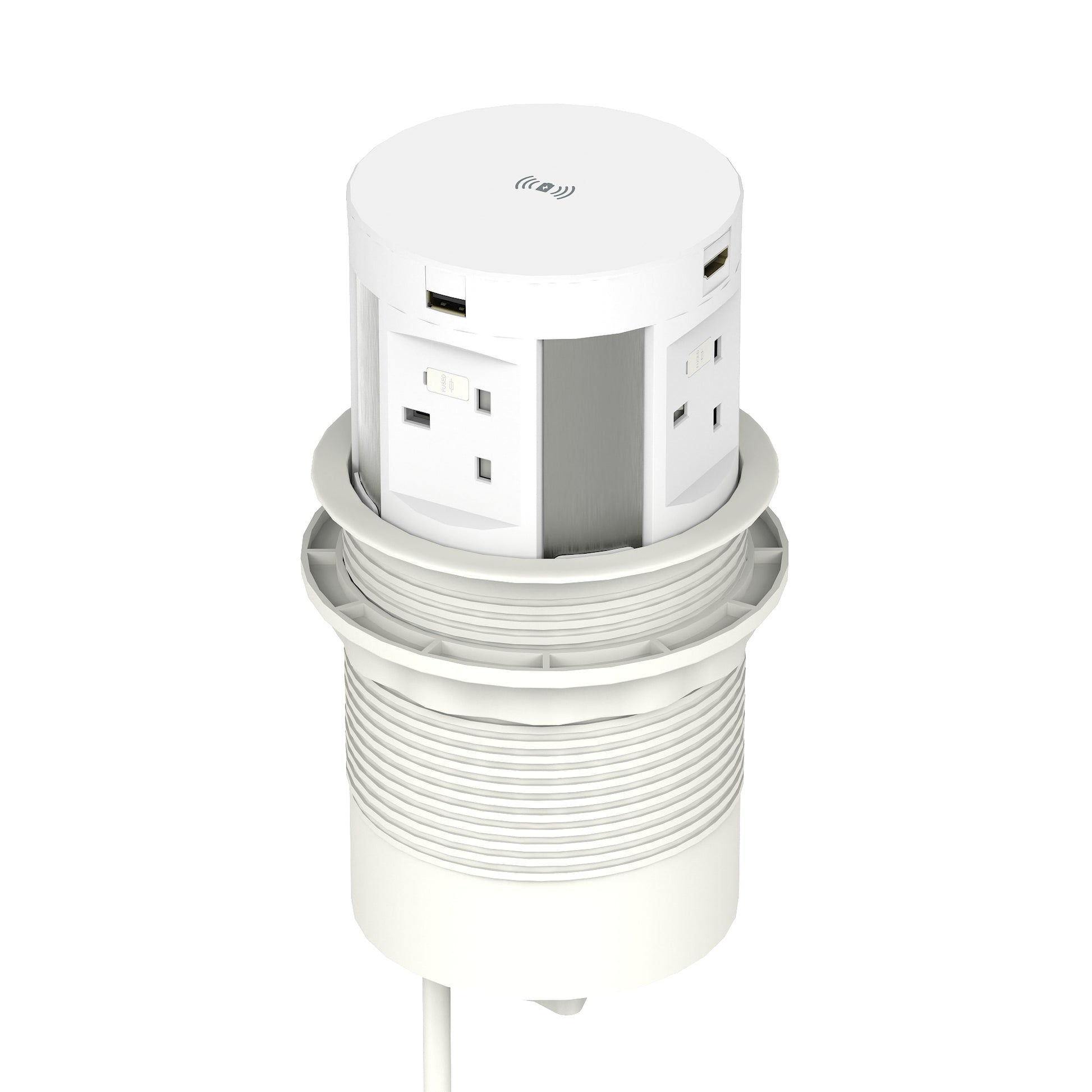 Impulse Round Pop Up Power Unit 4x Socket Module with Wireless Charger
