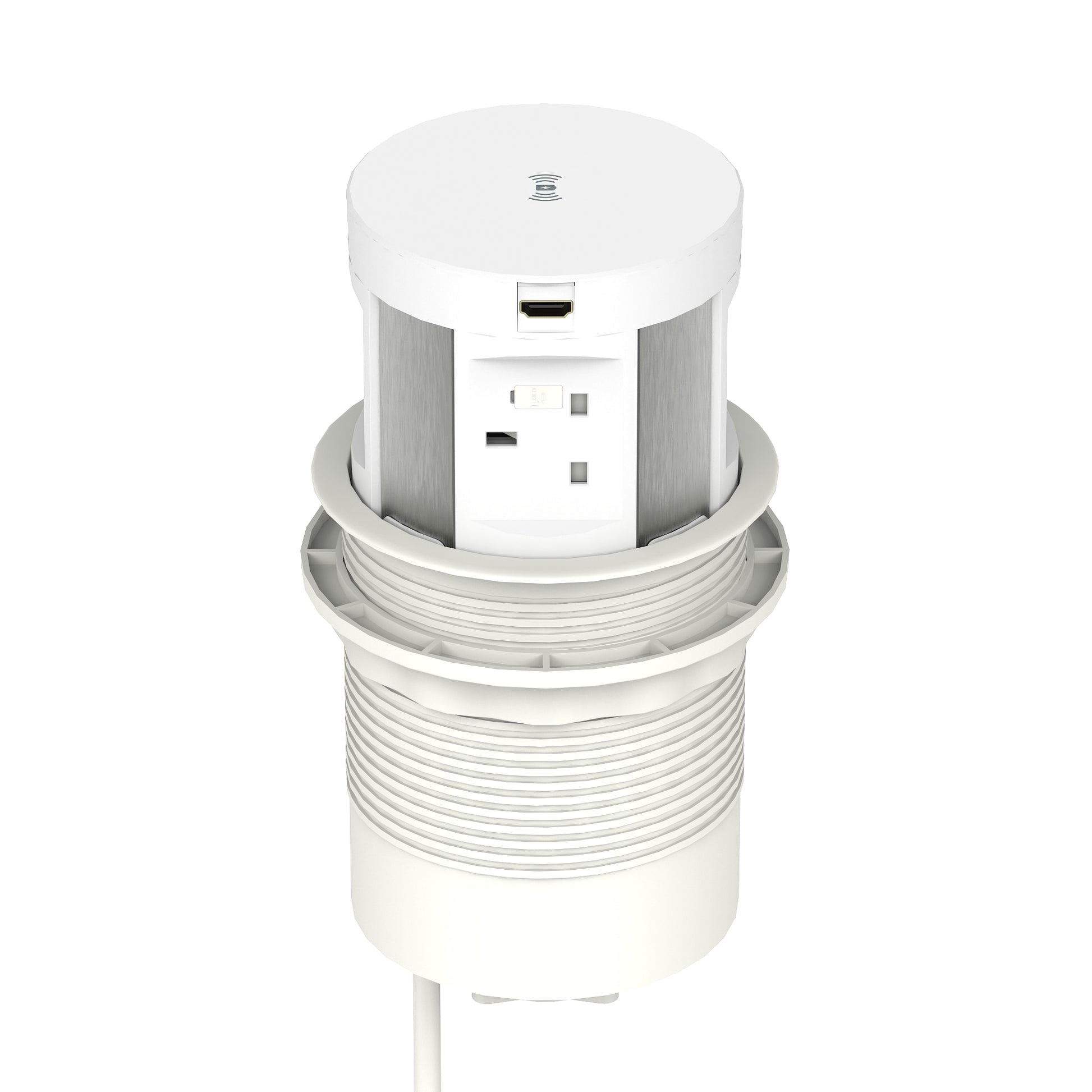 Impulse Round Pop Up Power Unit 4x Socket Module with Wireless Charger
