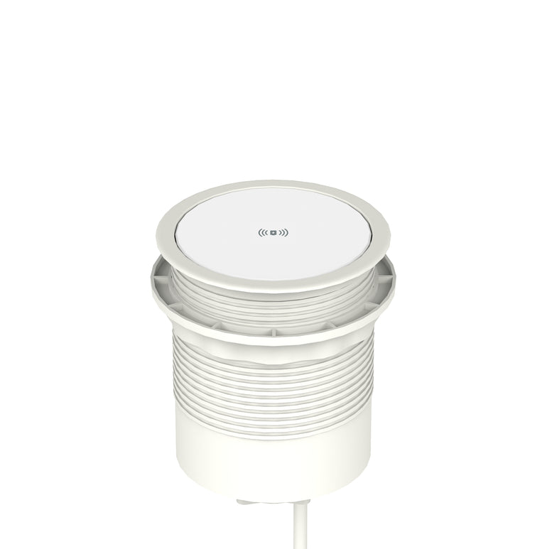 Impulse Round Pop Up Power Unit 4x Socket Module with Wireless Charger