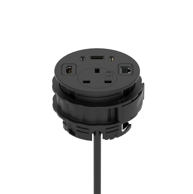 Impulse Round Power Unit Module 1x Socket – Dynamic Office Solutions