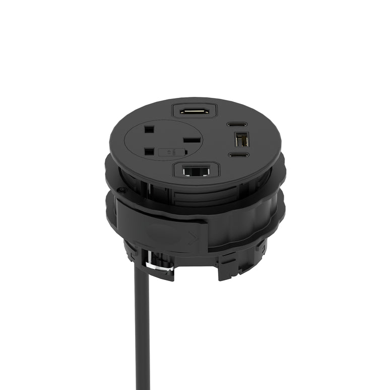 Impulse Round Power Unit Module 1x Socket – Dynamic Office Solutions