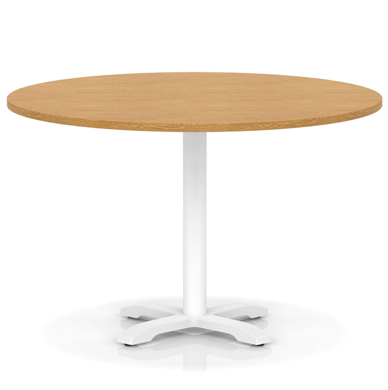 Italia Round Poseur Table With Cross Base White Leg