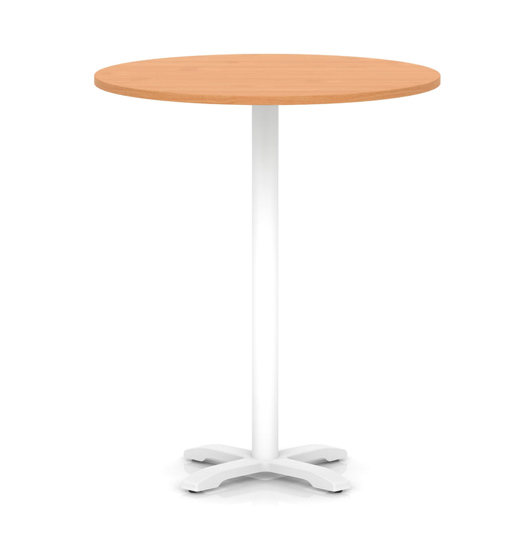 Italia Round Poseur Table With Cross Base White Leg