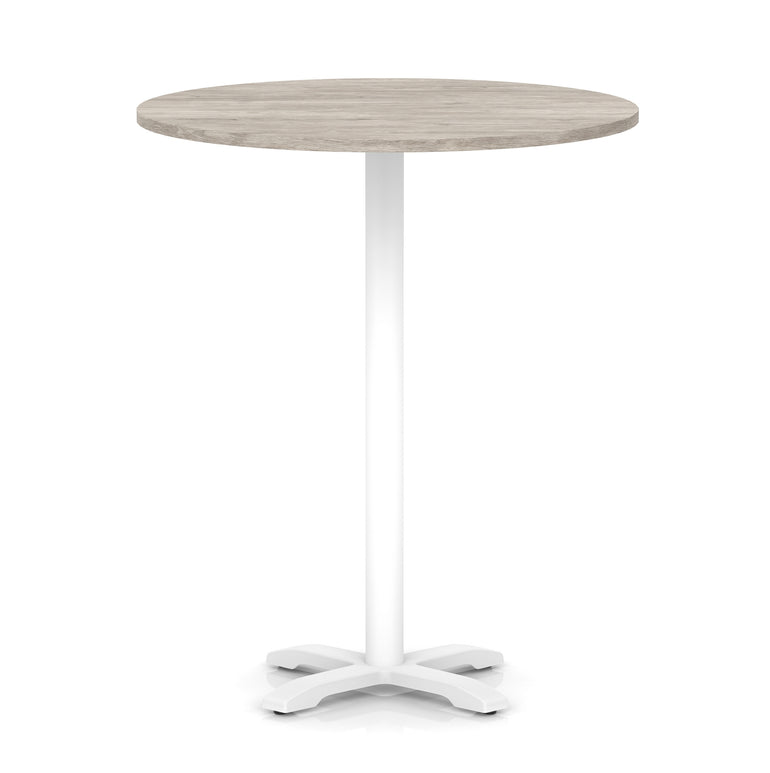 Italia Round Poseur Table With Cross Base White Leg