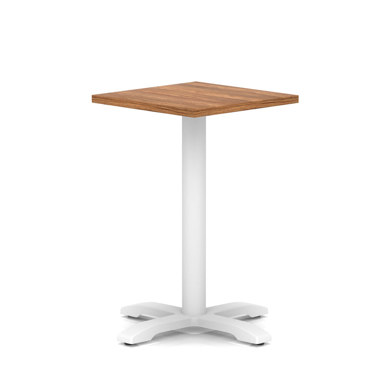 Italia Square Poseur Table With Cross Base White Leg